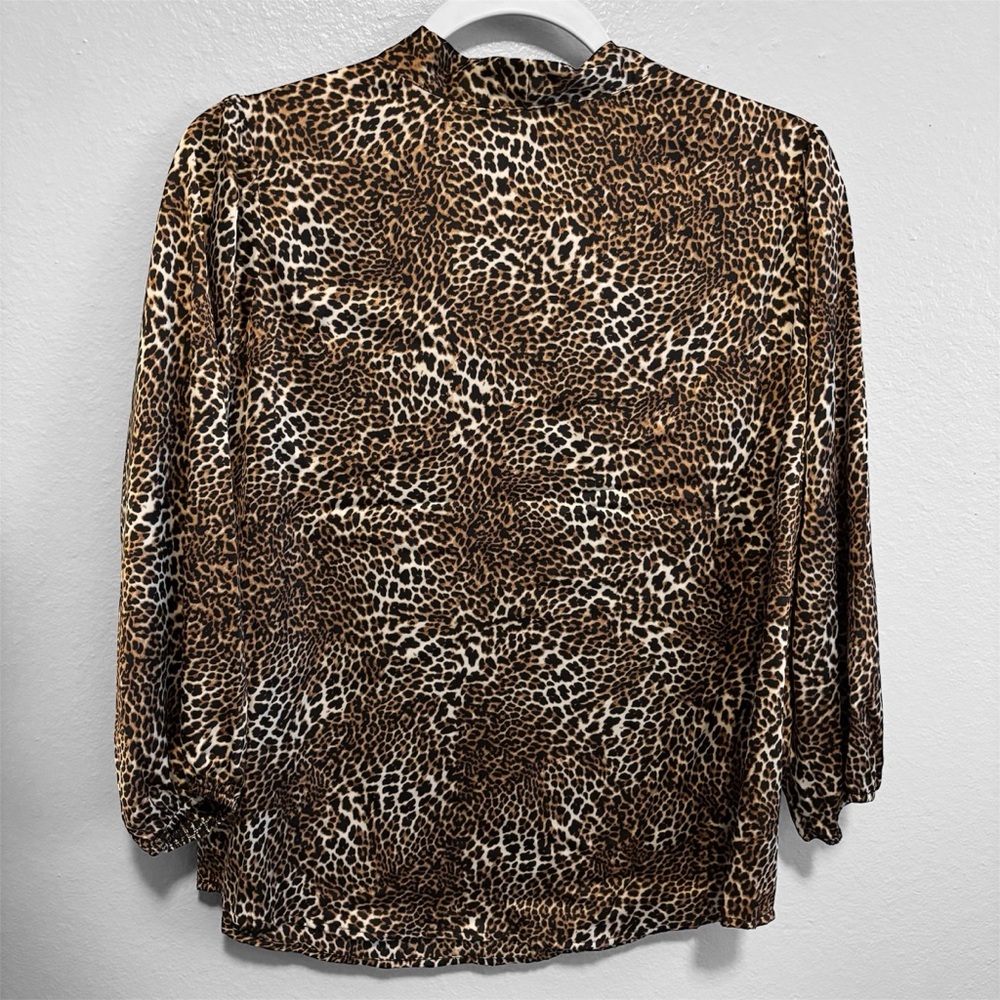 Adrienne Vittadini Leopard Print Women Tie Neck Blouse - Picture 5 of 5